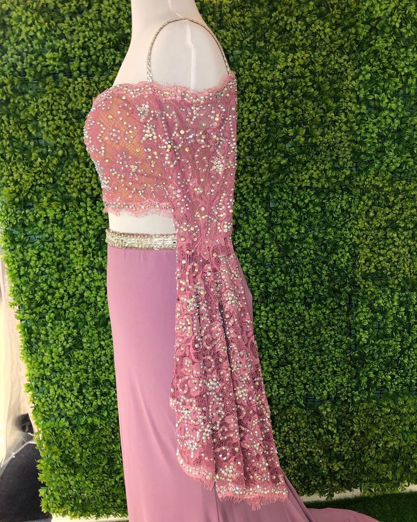 Chic Sheath Spaghetti Straps Pink Long Sleeves Prom Dress Evening Dress INT1