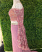 Chic Sheath Spaghetti Straps Pink Long Sleeves Prom Dress Evening Dress INT1