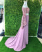 Chic Sheath Spaghetti Straps Pink Long Sleeves Prom Dress Evening Dress INT1