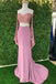 Chic Sheath Spaghetti Straps Pink Long Sleeves Prom Dress Evening Dress INT1