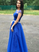 A-line Cap Sleeves Royal Blue Long Prom Dress Beaded Evening Dresses INR65