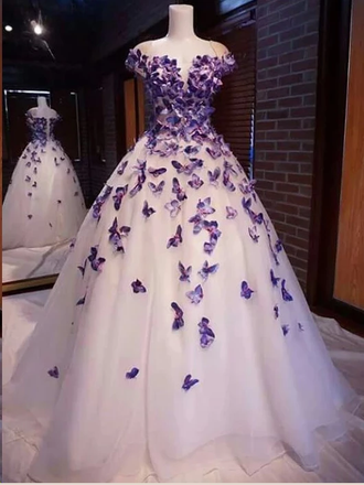 Butterfly Cap Sleeves Long Ball Gown Prom Dresses Cheap Evening Dresses INR45
