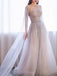 A-line Round Beaded Long Prom Dress Charming Formal Gowns INS70