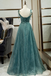 Spaghetti Straps Tulle Modest A Line Evening Dresses Long Prom Dress INR98