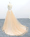 A Line Tulle Lace Appliques Sweep Train Evening Dresses Senior Prom Dress INS1