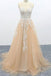 A Line Tulle Lace Appliques Sweep Train Evening Dresses Senior Prom Dress INS1