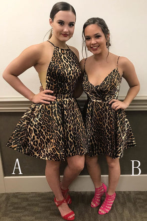 New Arrival Mini Leopard Print, Homecoming Dress,  Sleeveless Short Prom Dress INM53