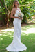 Ivory Spaghetti Straps Sexy Backless Long Lace Mermaid Beach Wedding Dresses IN274