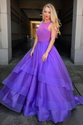 Beaded Bodice Ball Gown Prom Dresses Simple Quinceanera Dress INH64
