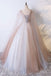 Romantic Tulle V neck Long Evening Dress,Lace Appliques Senior Prom Dress IN990