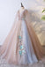 Romantic Tulle V neck Long Evening Dress,Lace Appliques Senior Prom Dress IN990
