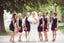Chiffon V Neck Navy Blue Straps Bridesmaid Dress with Ruffles ING65