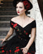 Charming Off the Shoulder Tulle Black Homecoming Dresses with Flowers INO45