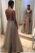 Sexy Deep V-neck Long A-line Tulle Backless Lace Prom Dresses Women Dresses K769