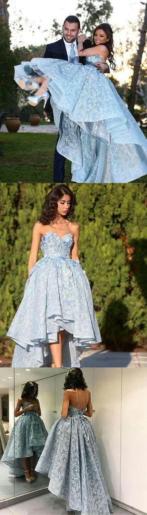 Cheap Lace Sweetheart High Low Ball Gown Prom Dresses For Teens,Graduation Dresses IN675