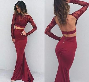 Two Pieces Backless Sexy Long Prom Dresses For Women stunning  IN136