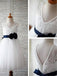 A-line V-neck Sleeveless Appliques Flower Floor-Length Tulle Flower Girl Dresses IN720