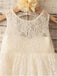Ivory A-line Scoop Sleeveless Floor-Length Lace Flower Girl Dresses IN718