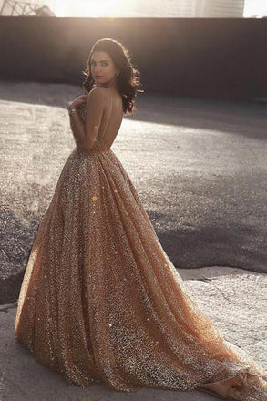 Sparkly A Line Elegant Long Prom Dress, Evening Party Dresses INP68