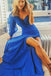Sexy Sheath V-Neck Royal Blue Long Prom Dress with Long Sleeves INH9