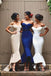 Elegant Mermaid Satin Off-the-Shoulder Sweetheart High Low Bridesmaid Dresses IND62