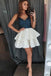 Cute Spaghetti Straps V Neck Lace Top Layers Short Homecoming Dress INC88