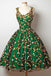 A-Line V-Neck Sleeveless Green Tulle Flower Lace Homecoming Dress IND93