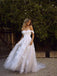 Simple A-Line Off the Shoulder White Beach Wedding Dresses INM89