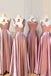 Mismatched Dusty Rose A Line Satin Long Cheap Bridesmaid Dresses IN1842