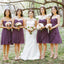 Simple Sweetheart Chiffon Purple Short Pleats Bridesmaid Dress ING66