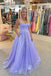 Lavender A Line Spaghetti Straps Long Prom Dresses, Formal Evening Dresses IN1823