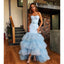 Sky Blue Tulle Sweetheart Neck Long Layered Evening Dress Cheap Prom Dresses INI47