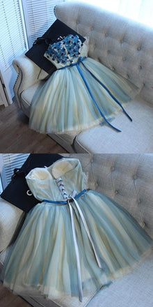 Sweetheart Strapless Lace Appliques Short Juniors Homecoming Dresses IND28