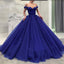 Fashionable Poofy Ball Gown Off the Shoulder Prom Dresses INE58