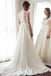 A-Line V-Neck Lace Appliqued Cap Sleeves Ivory Long Wedding Dresses INC72