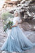 Beautiful lace Top Short Sleeves Prom Dress, A Line Cheap Wedding Dresses ING4