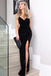 New Arrival Sexy Sleeveless Spaghetti Straps Black Prom Dress Bling Evening Gown INI53