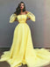 Charming A-Line Off-the-Shoulder Yellow Tulle Prom Dress with Appliques INE30