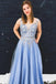 Gorgeous A-Line Appliques Floral Sky Blue Long Prom Dress INO2