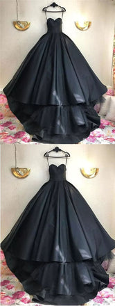 Black Ball Gown Sweetheart Sweep Train Prom Dress Long Evening Dress INF13