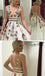 A Line V Neck Flower Appliques Prom Dresses, Long Evening Dresses ING76