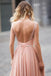 Modest Blush Pink Lace Chiffon Sleeveless Backless A-Line Long Prom Dresses IN835
