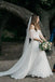Romantic Ivory Off-the-shoulder A Line Long Chiffon Lace Bridal Gown ING45