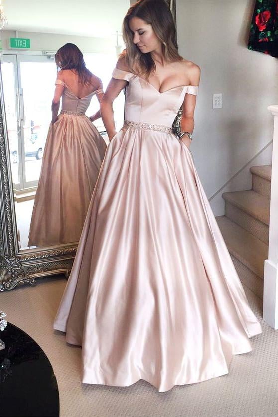 stunning A Line Pink Burgundy Prom Dresses With Pockets, Long Evening Party Dresses IN103