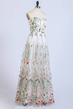 Gorgeous Strapless Formal Prom Dresses Elegant Lace Long Prom Dress INL44