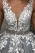 Gray V Neck Long Prom Dress for Teens, Puffy Appliqued Ball Gown with Beading INH75