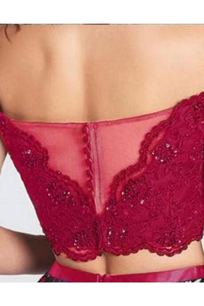 A Line Two Piece Red Off Shoulder Lace Applique Short Homecoming Dresses INM38