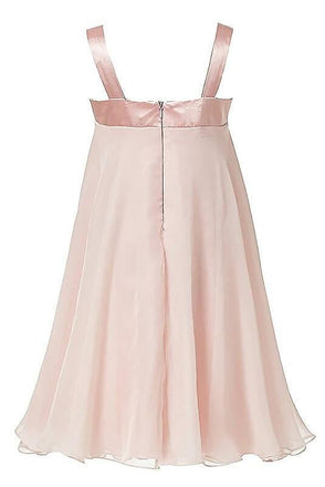 Princess Pink A-Line Chiffon Sleeveless Floor-Length Flower Girl Dress IN705