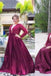 A-Line V-neck Long Sleeves Beading Plus Size Prom Dresses INF38