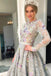 Long Sleeve Grey Lace A Line Long Evening Prom Dress for Teens ING90